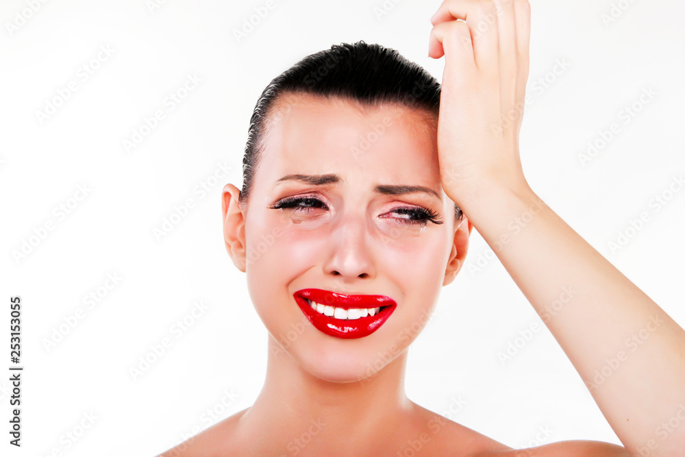 Close-up of young woman with problems crying Close-up of young woman with problems crying