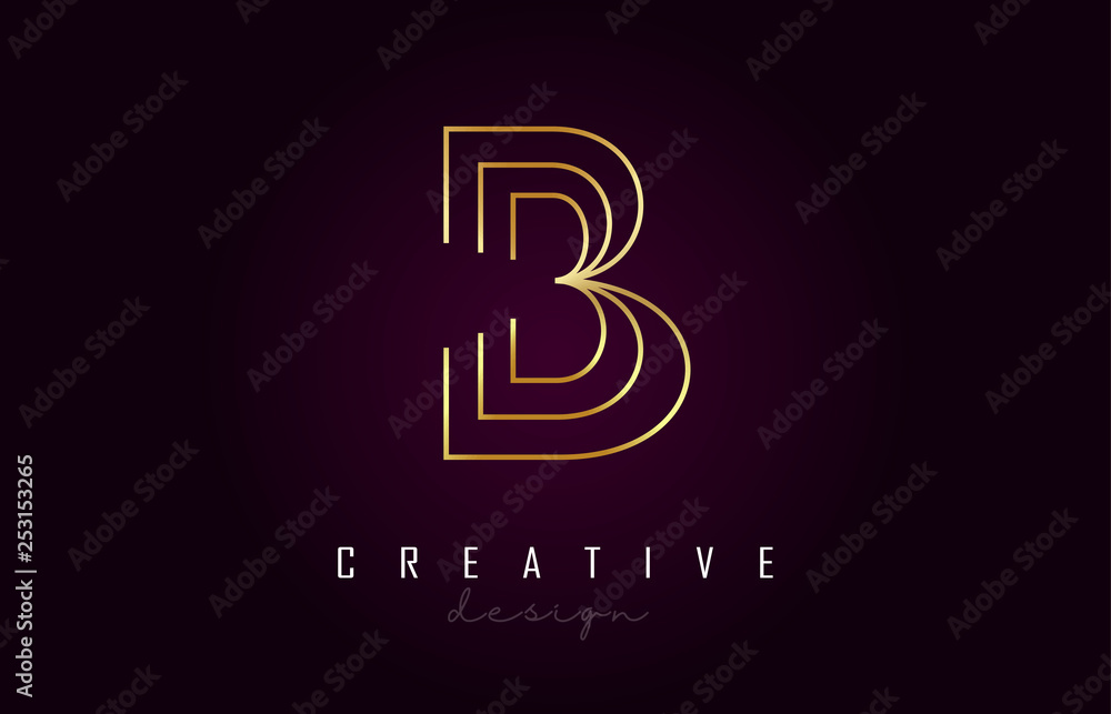 B Golden Letter Logo Monogram Vector Design. Creative B Gold Metal Letter Icon B Golden Letter Logo Monogram Vector Design. Creative B Gold Metal Letter Icon