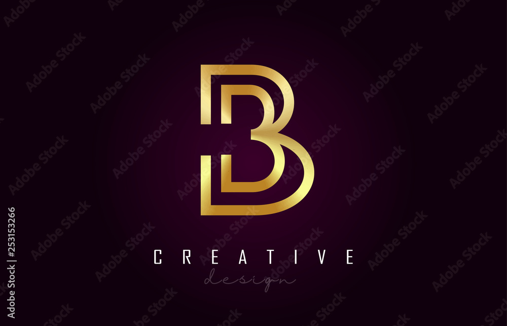 B Golden Letter Logo Monogram Vector Design. Creative B Gold Metal Letter Icon B Golden Letter Logo Monogram Vector Design. Creative B Gold Metal Letter Icon