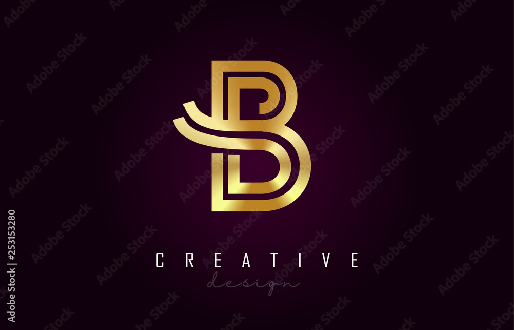 B Golden Letter Logo Monogram Vector Design. Creative B Gold Metal Letter Icon B Golden Letter Logo Monogram Vector Design. Creative B Gold Metal Letter Icon