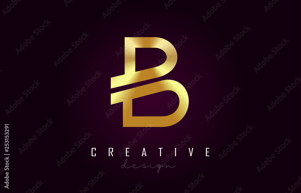 B Golden Letter Logo Monogram Vector Design. Creative B Gold Metal Letter Icon B Golden Letter Logo Monogram Vector Design. Creative B Gold Metal Letter Icon