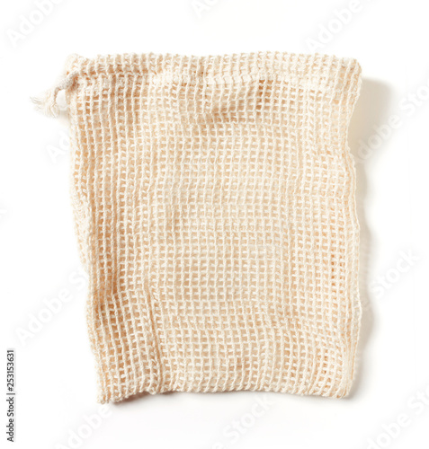 Empty cotton bags isolated on white