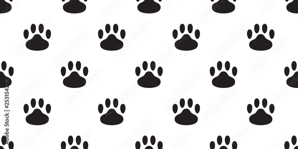 Fototapeta premium Dog Paw seamless pattern vector footprint cat bear puppy scarf isolated tile background repeat wallpaper cartoon illustration
