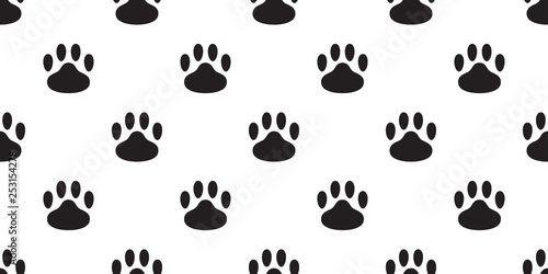Dog Paw seamless pattern vector footprint cat bear puppy scarf isolated tile background repeat wallpaper cartoon illustration