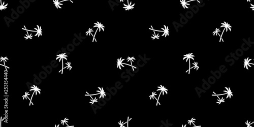 palm tree coconut tree Seamless Pattern vector scarf isolated island tile background repeat wallpaper tropical summer illustration doodle black