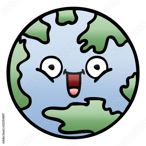 gradient shaded cartoon planet earth