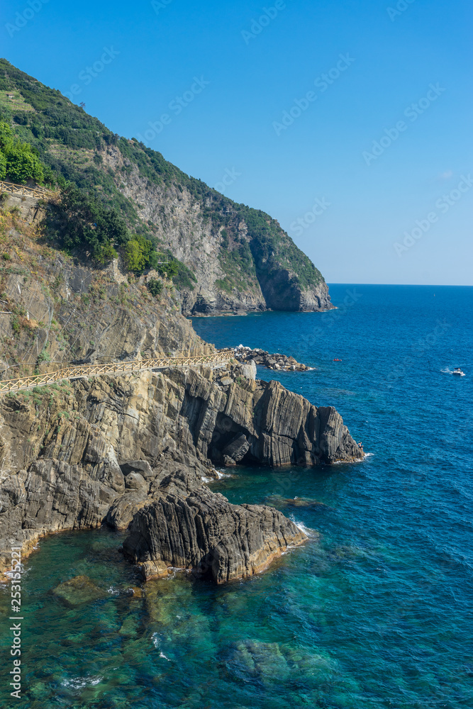 Italy,Cinque Terre, Manarola, cliff over the ocean Italian Riviera
