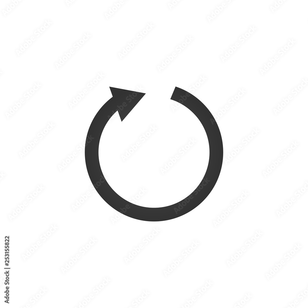 arrow curved into a circle 360 degrees, Vector illustration isolated on white background. arrow curved into a circle 360 degrees, Vector illustration isolated on white background.