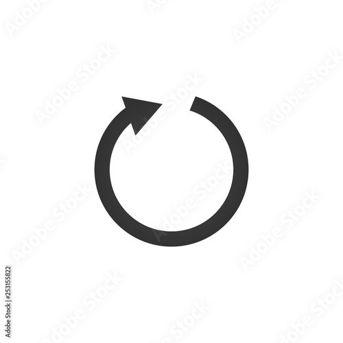 arrow curved into a circle 360 degrees, Vector illustration isolated on white background.