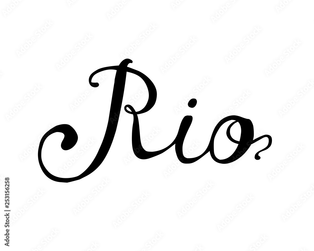Rio. Hand written word. Black and white Rio. Hand written word. Black and white