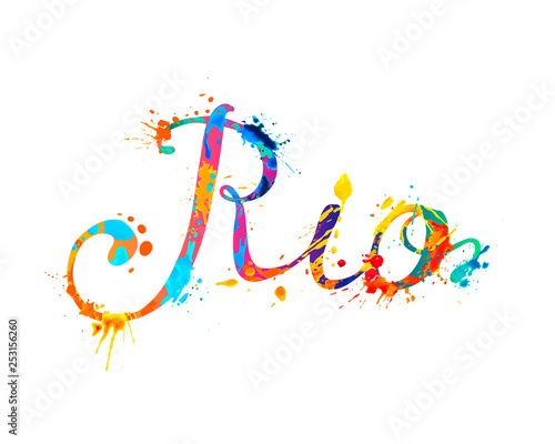 Rio. Word of rainbow splash paint