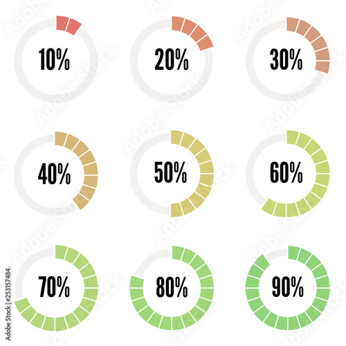 Color progress indicators set, vector illustration for design