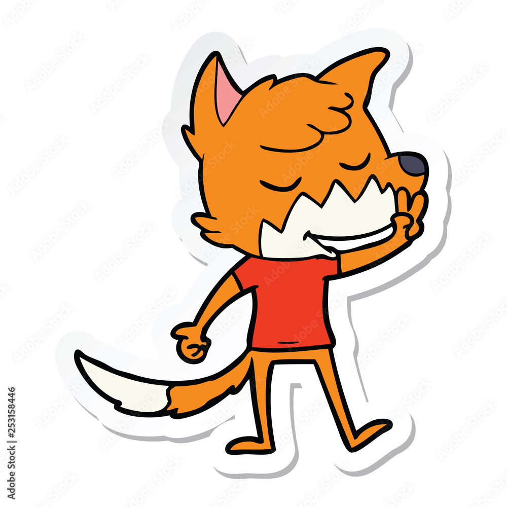 sticker of a friendly cartoon fox sticker of a friendly cartoon fox