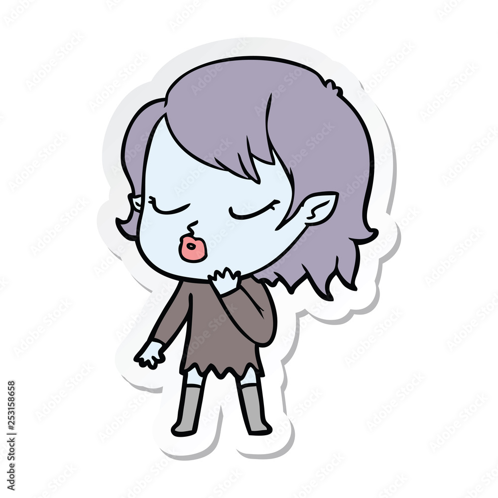sticker of a cute cartoon vampire girl sticker of a cute cartoon vampire girl