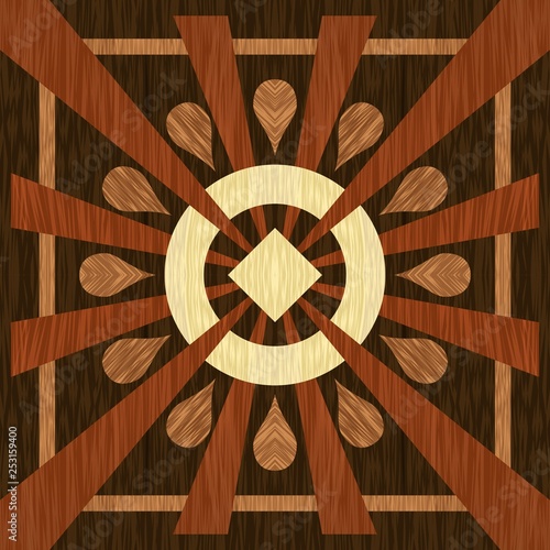 Simple wooden inlays composed of rectangles of differently colored wood. Wooden texture, floor parquet. Vector template