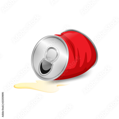 aluminum canned waste, canned garbage waste red color isolated on white background, used cans illustration cartoon clip arts, garbage of crumpled aluminum cans waste