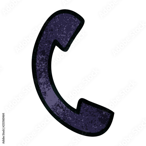 retro grunge texture cartoon telephone handset