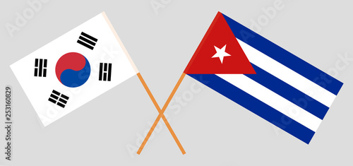 South Korea and Cuba. The Korean and Cuban flags. Official colors. Correct proportion. Vector