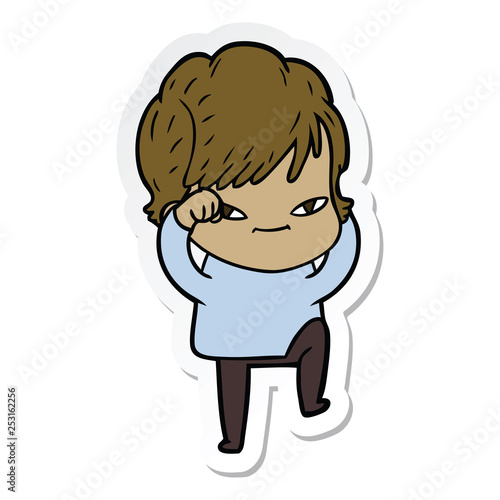 Wallpaper Mural sticker of a cartoon happy woman Torontodigital.ca