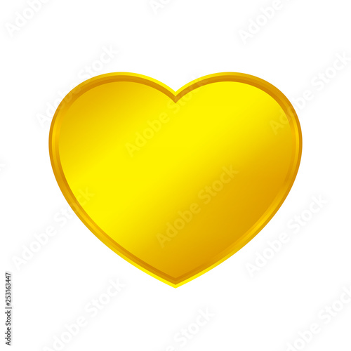 Free Download gold heart shape isolated on white background, golden heart shaped icon, gold heart logo, image of golden heart shaped symbol for graphic element of decorate embellish design - GFXLoad