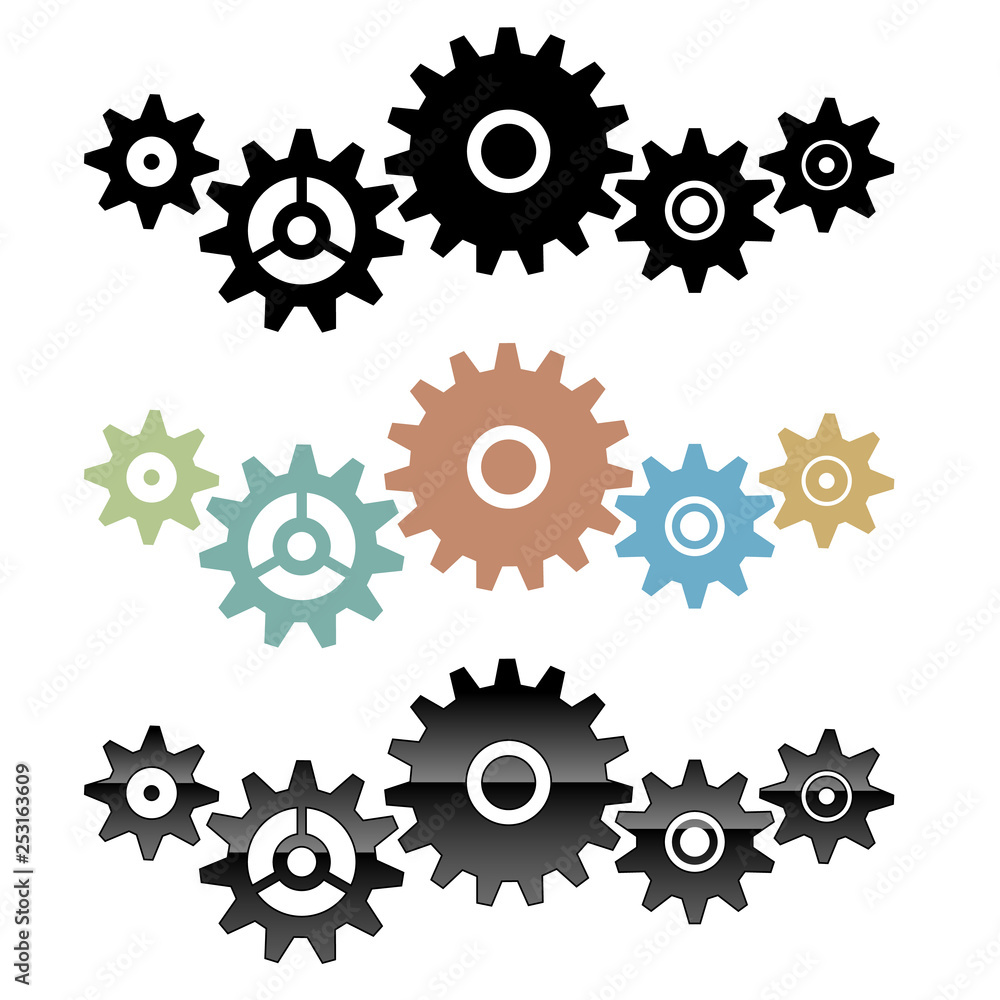 Group of connected gears vector illustration Group of connected gears vector illustration