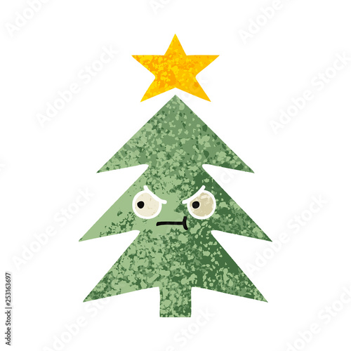 retro illustration style cartoon christmas tree