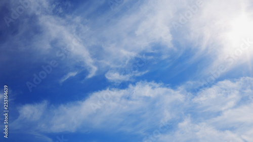 Beautiful blue sky with white clouds. Nature abstract background.