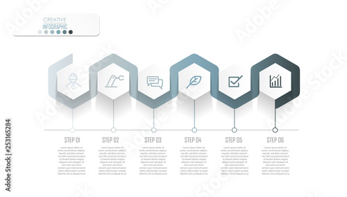Infographic Diagram design with step process flowchart for Business and presentation timeline template