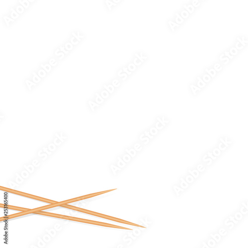 illustration Wooden Toothpicks isolated on white background and copy space, Bamboo Toothpick small sharp, Realistic Toothpicks wood