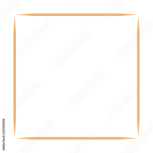 illustration Wooden Toothpicks isolated on white background and copy space, Bamboo Toothpick small sharp, Realistic Toothpicks wood