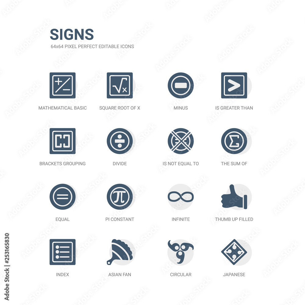 simple set of icons such as japanese, circular, asian fan, index, thumb up filled gesture, infinite, pi constant, equal, the sum of, is not equal to. related signs icons collection. editable 64x64 simple set of icons such as japanese, circular, asian fan, index, thumb up filled gesture, infinite, pi constant, equal, the sum of, is not equal to. related signs icons collection. editable 64x64