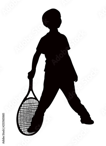 tennis player boy body silhouette vector
