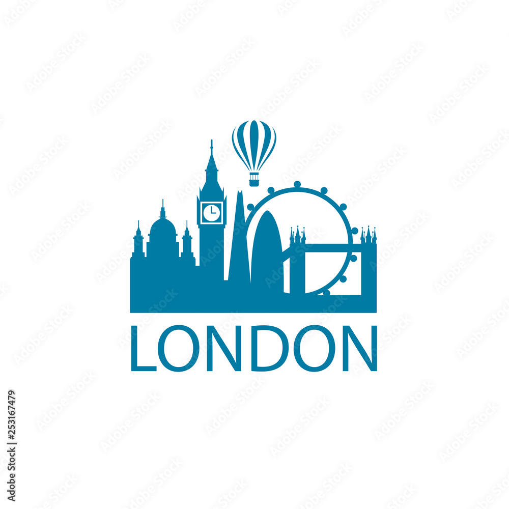 illustration of london landmark isolated on white background