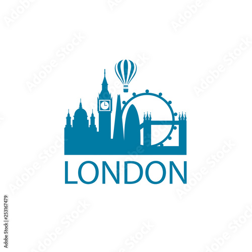 illustration of london landmark isolated on white background