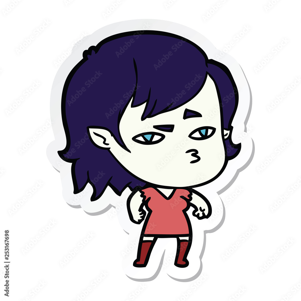 sticker of a cartoon vampire girl sticker of a cartoon vampire girl
