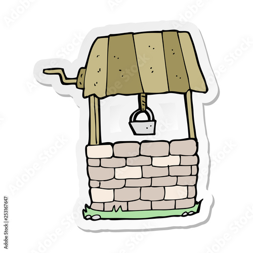 sticker of a cartoon wishing well