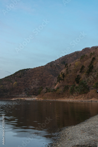 View of Lake shoji ( Shojiko ). Yamanashi Prefecture, Japan