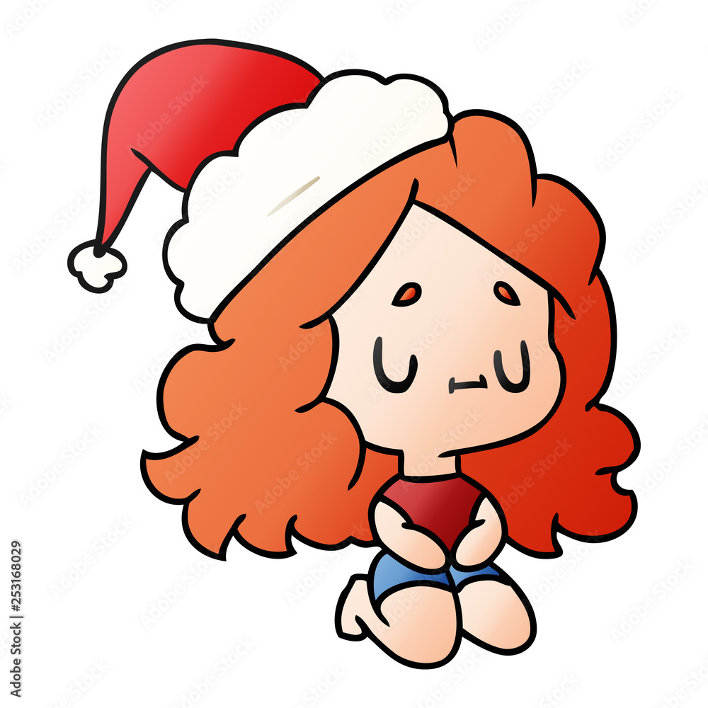 christmas gradient cartoon of kawaii girl christmas gradient cartoon of kawaii girl