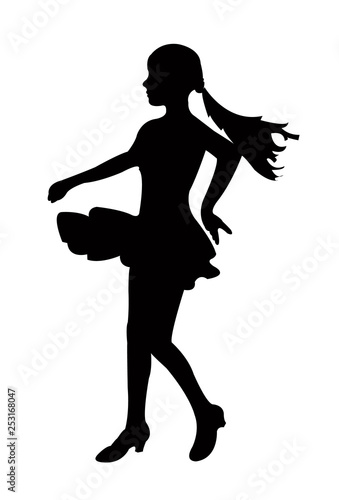 a girl dancing, silhouette vector