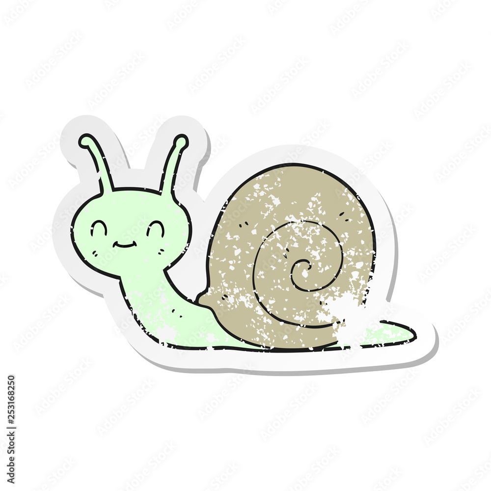 Naklejka premium retro distressed sticker of a cartoon cute snail