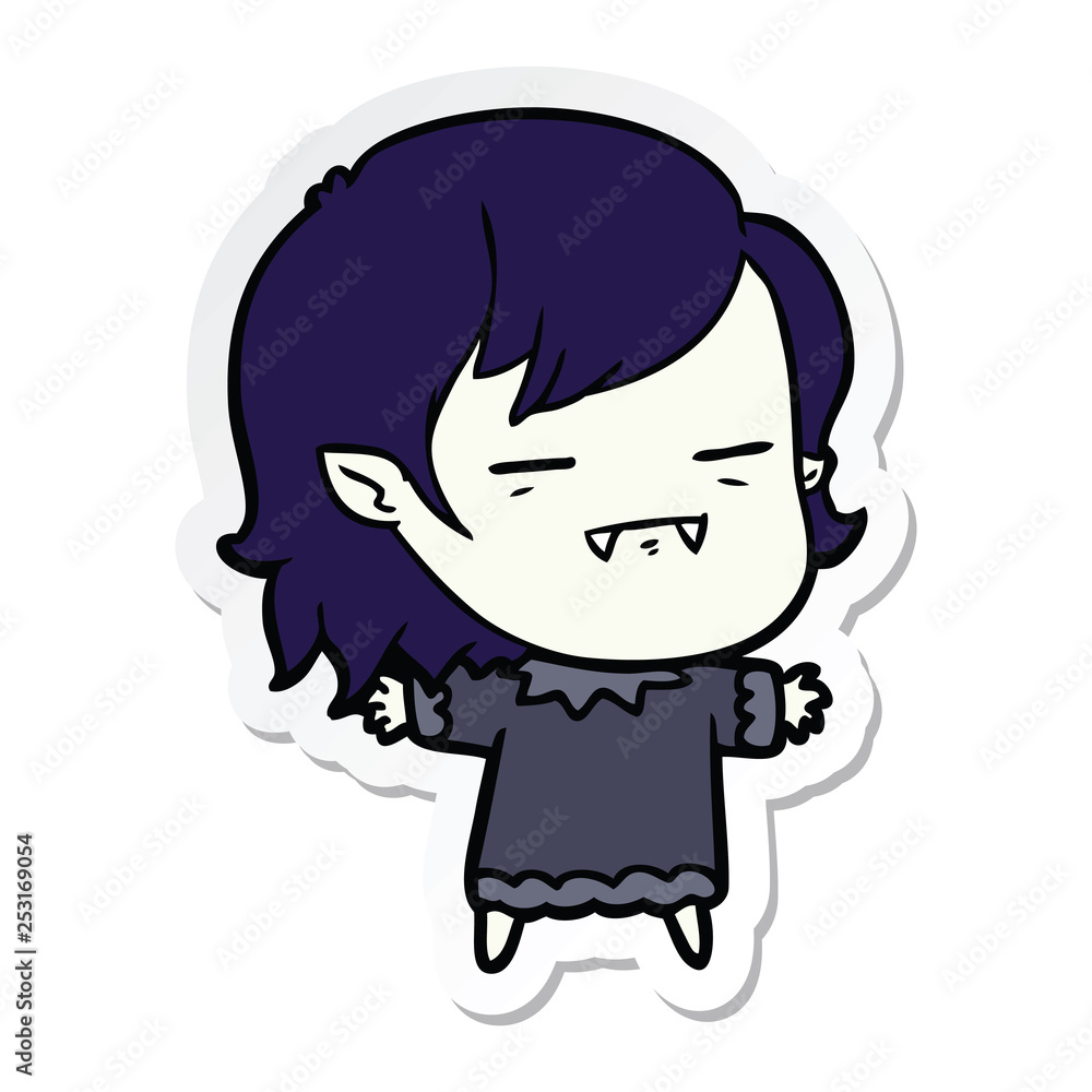 sticker of a cartoon undead vampire girl sticker of a cartoon undead vampire girl