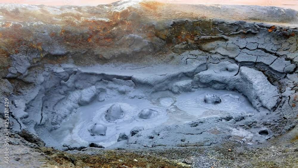 Boiling mud of the geothermal area Hverir. Location place Myvatn lake, Krafla, Iceland. Boiling mud of the geothermal area Hverir. Location place Myvatn lake, Krafla, Iceland.