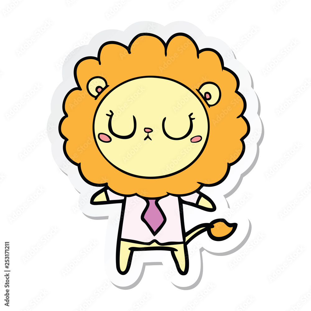 sticker of a cartoon lion in business clothes sticker of a cartoon lion in business clothes