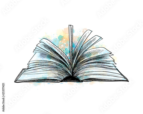 open book hand drawn sketch