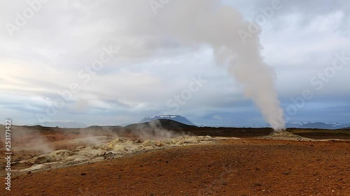 Ominous view geothermal area Hverir. Location place Myvatn lake, Krafla of Iceland.