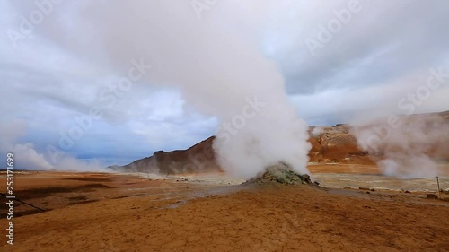 Ominous view geothermal area Hverir. Location place Myvatn lake, Krafla of Iceland.
