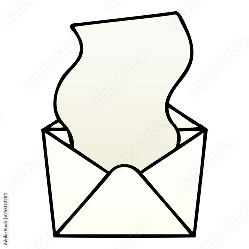 quirky gradient shaded cartoon letter and envelope