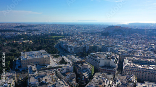 Aerial drone photo of Athens cityscape  Attica  Greece