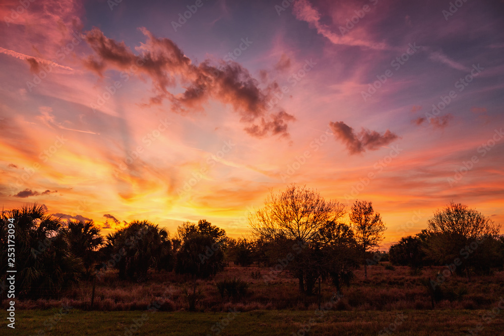 A Dramatic Sunset Over Rural Florida, USA A Dramatic Sunset Over Rural Florida, USA