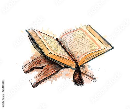 holy book of the Koran hand drawn sketch